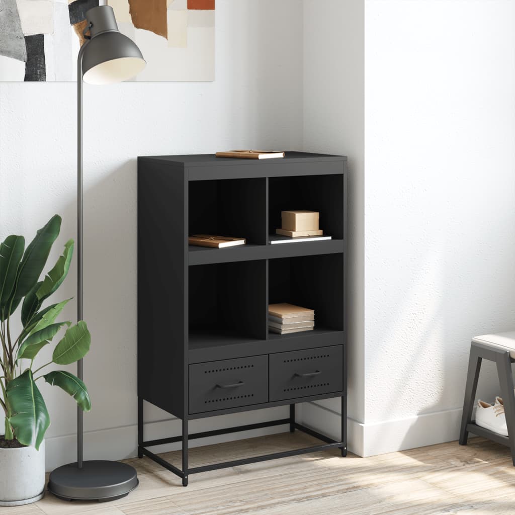 Highboard svart 68x39x111,5 cm stål