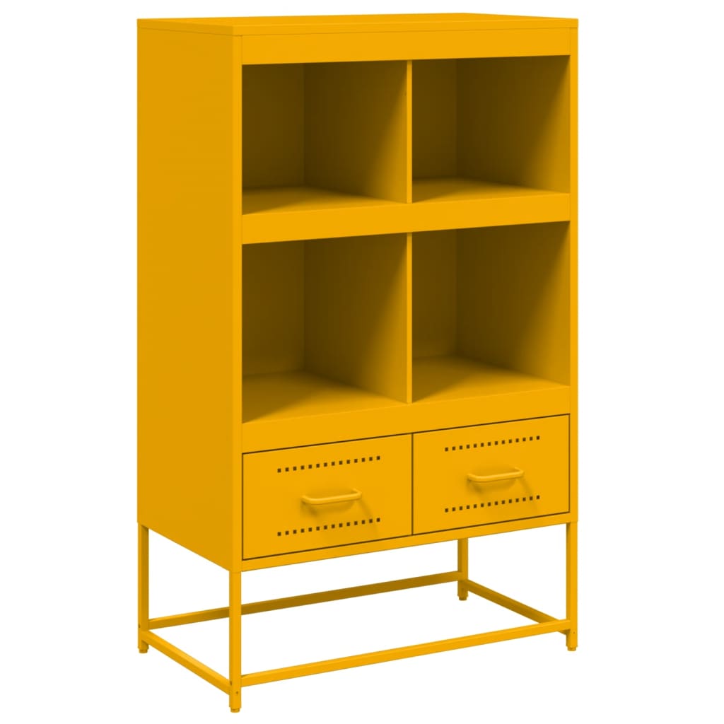 Highboard sennepsgul 68x39x111,5 cm stål