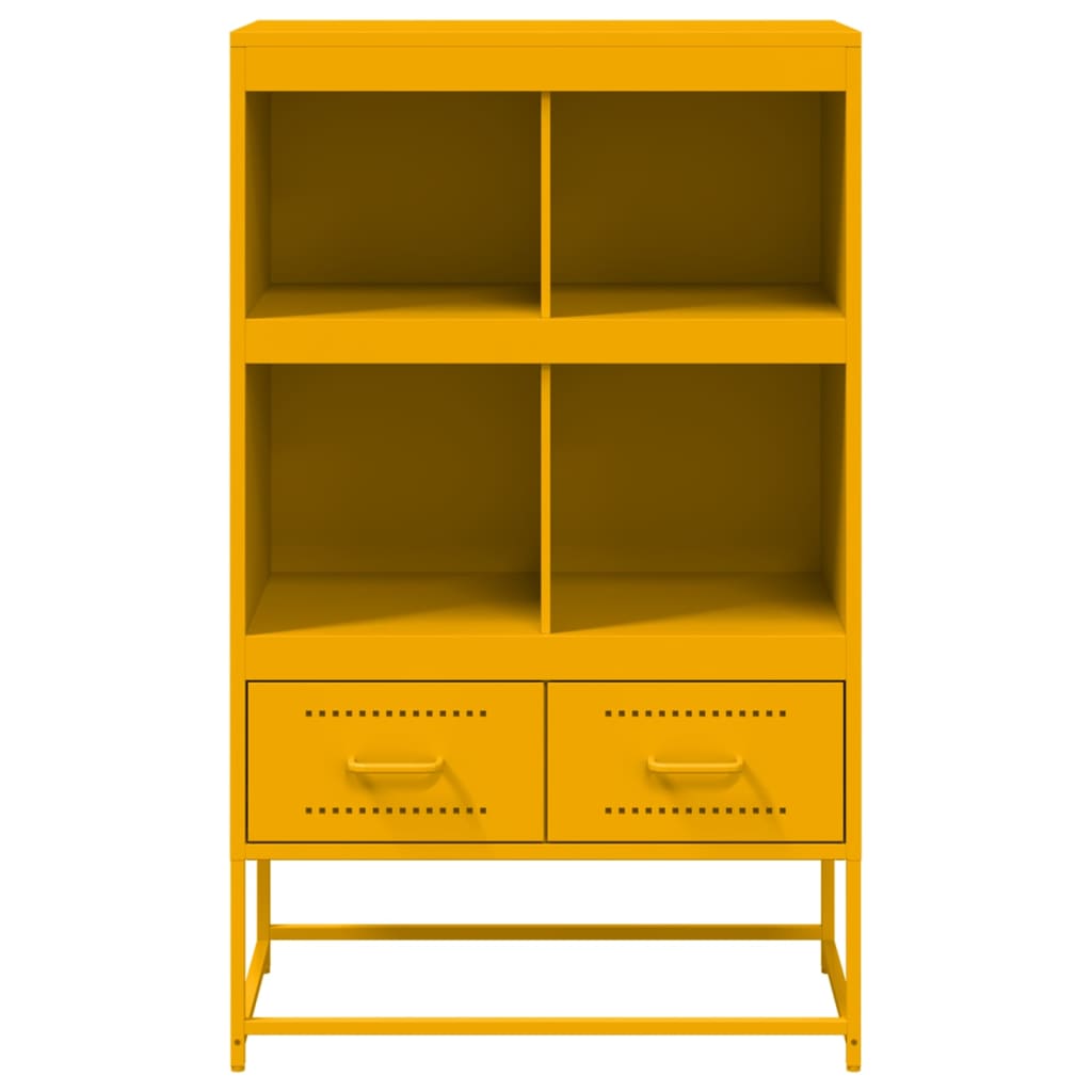 Highboard sennepsgul 68x39x111,5 cm stål