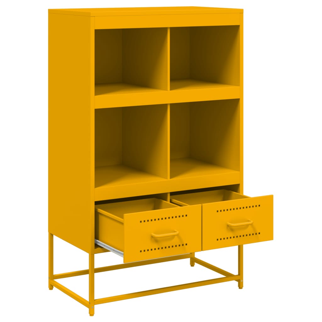 Highboard sennepsgul 68x39x111,5 cm stål