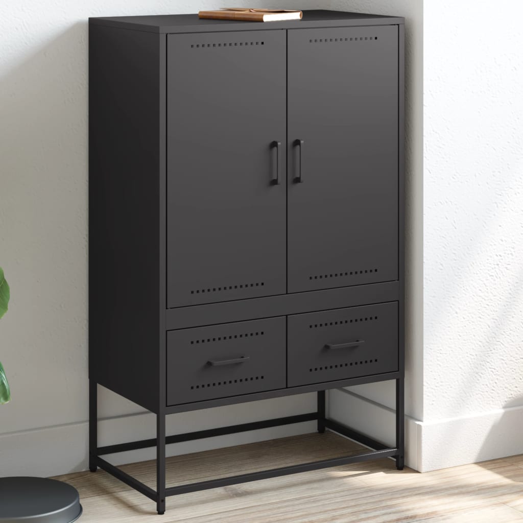 Highboard svart 68x39x111,5 cm stål