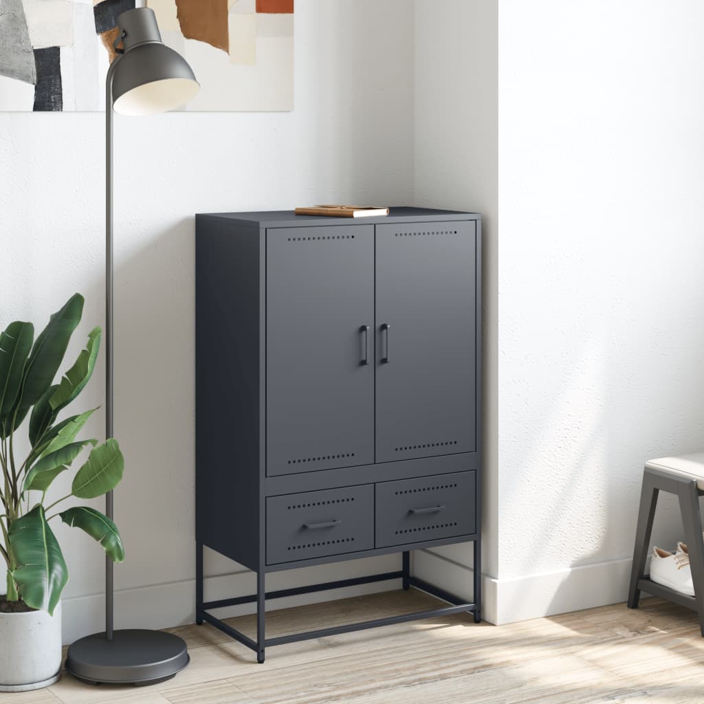 Highboard antrasitt 68x39x111,5 cm stål