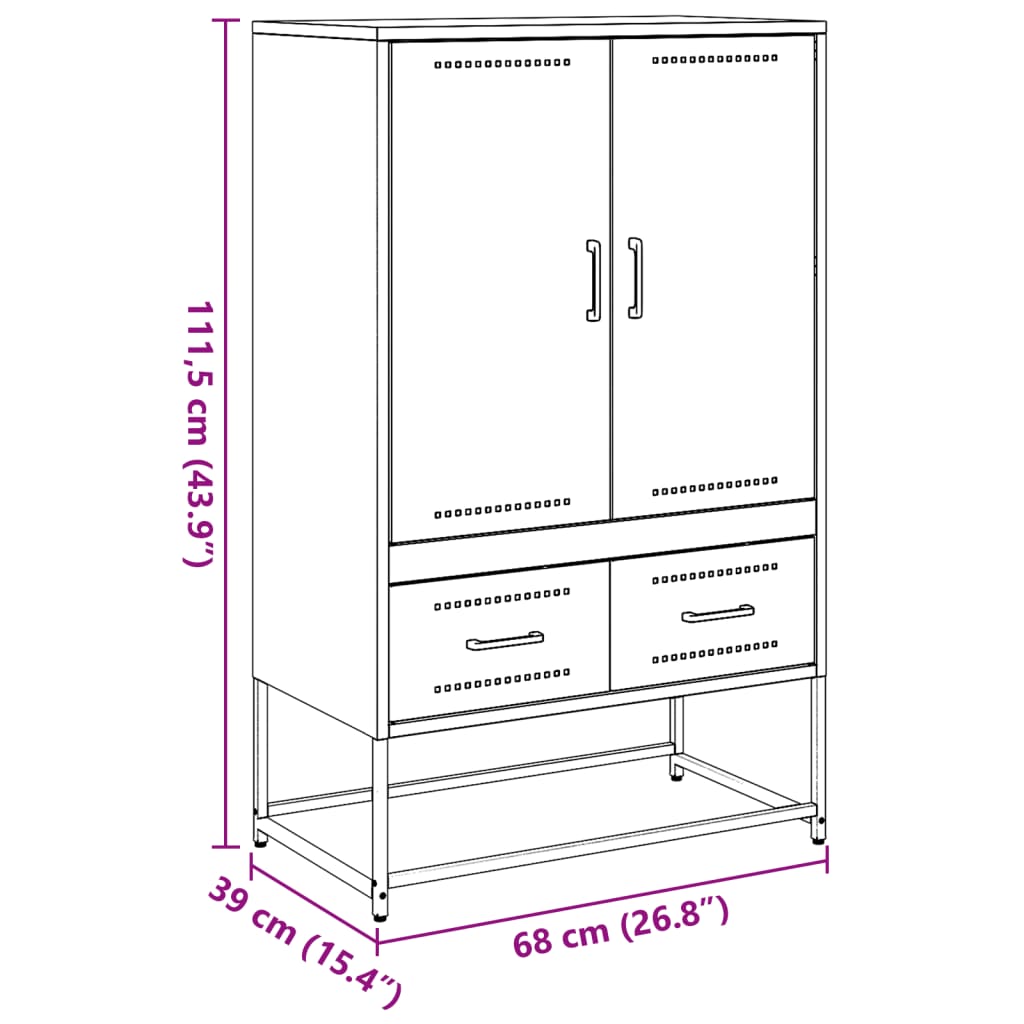 Highboard antrasitt 68x39x111,5 cm stål