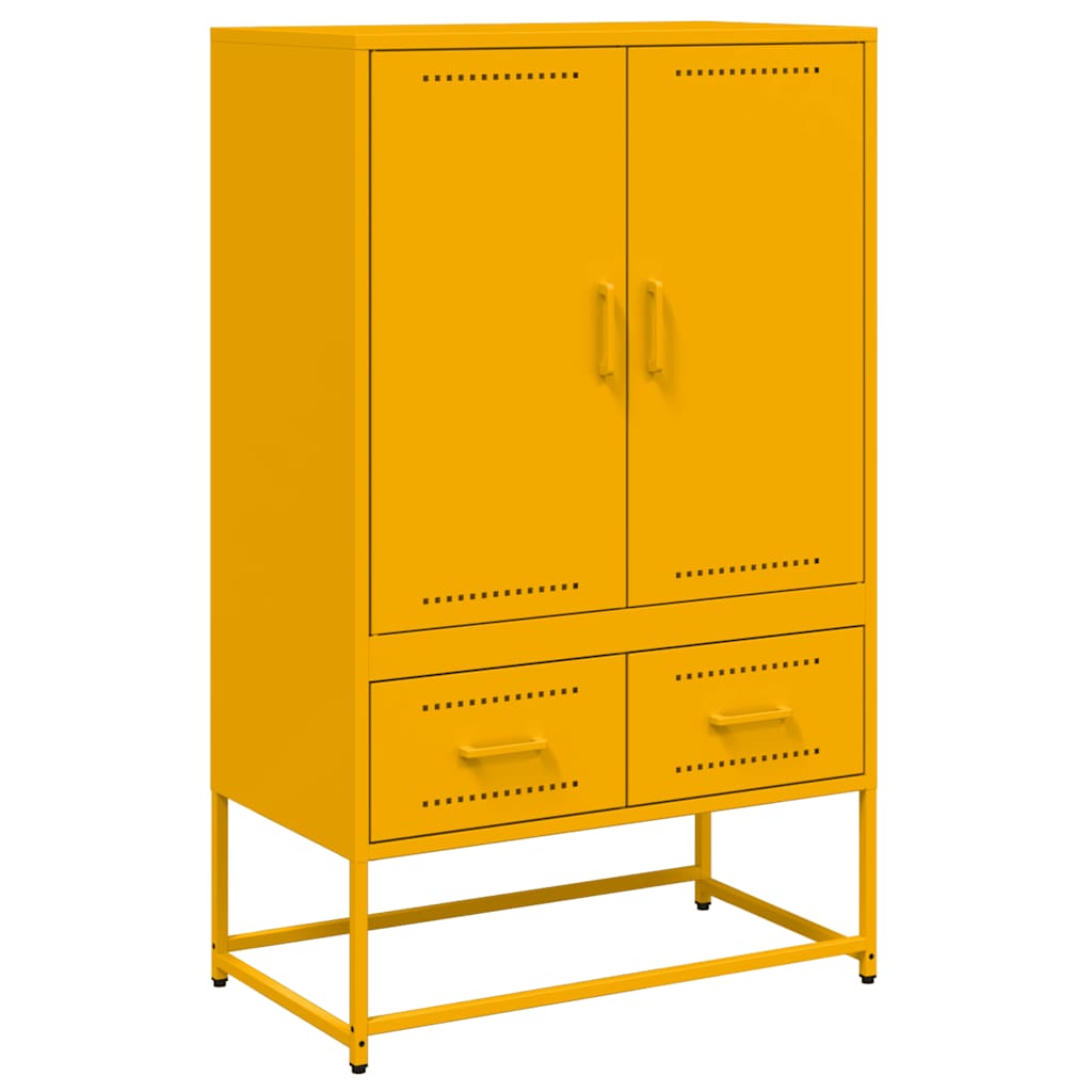 Highboard sennepsgul 68x39x111,5 cm stål