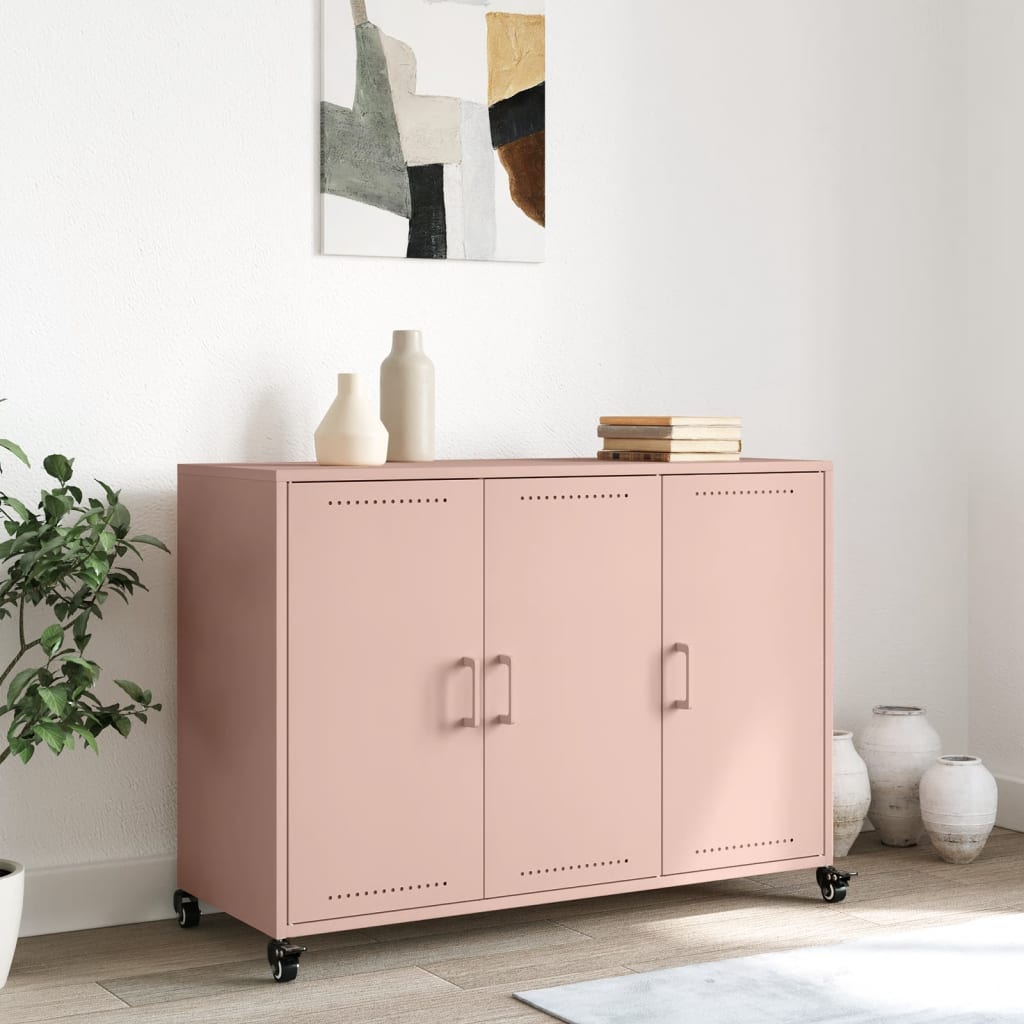 Skjenk rosa 100,5x39x72 cm stål