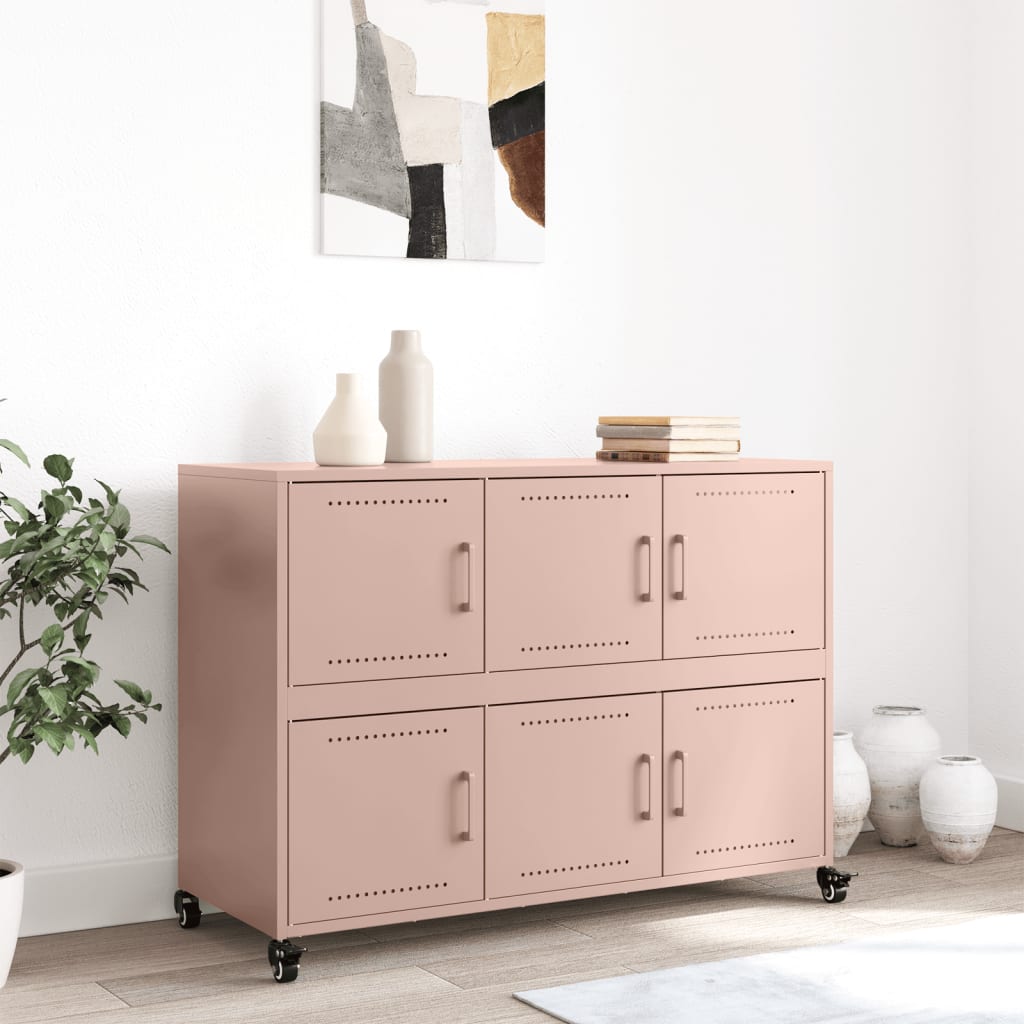 Skjenk rosa 100,5x39x72 cm stål
