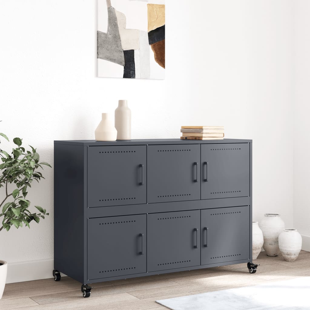 Skjenk antrasitt 100,5x39x72 cm stål
