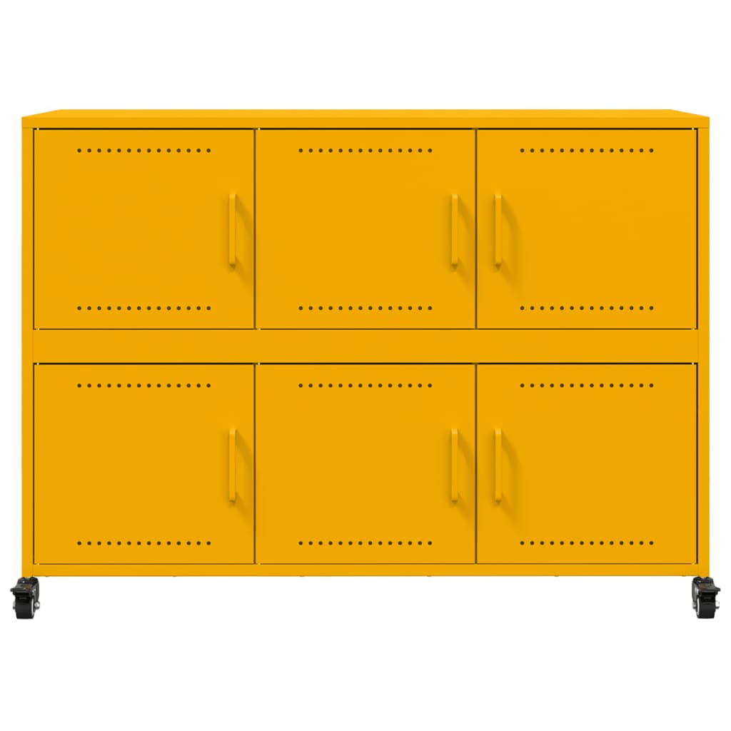 Skjenk sennepsgul 100,5x39x72 cm stål