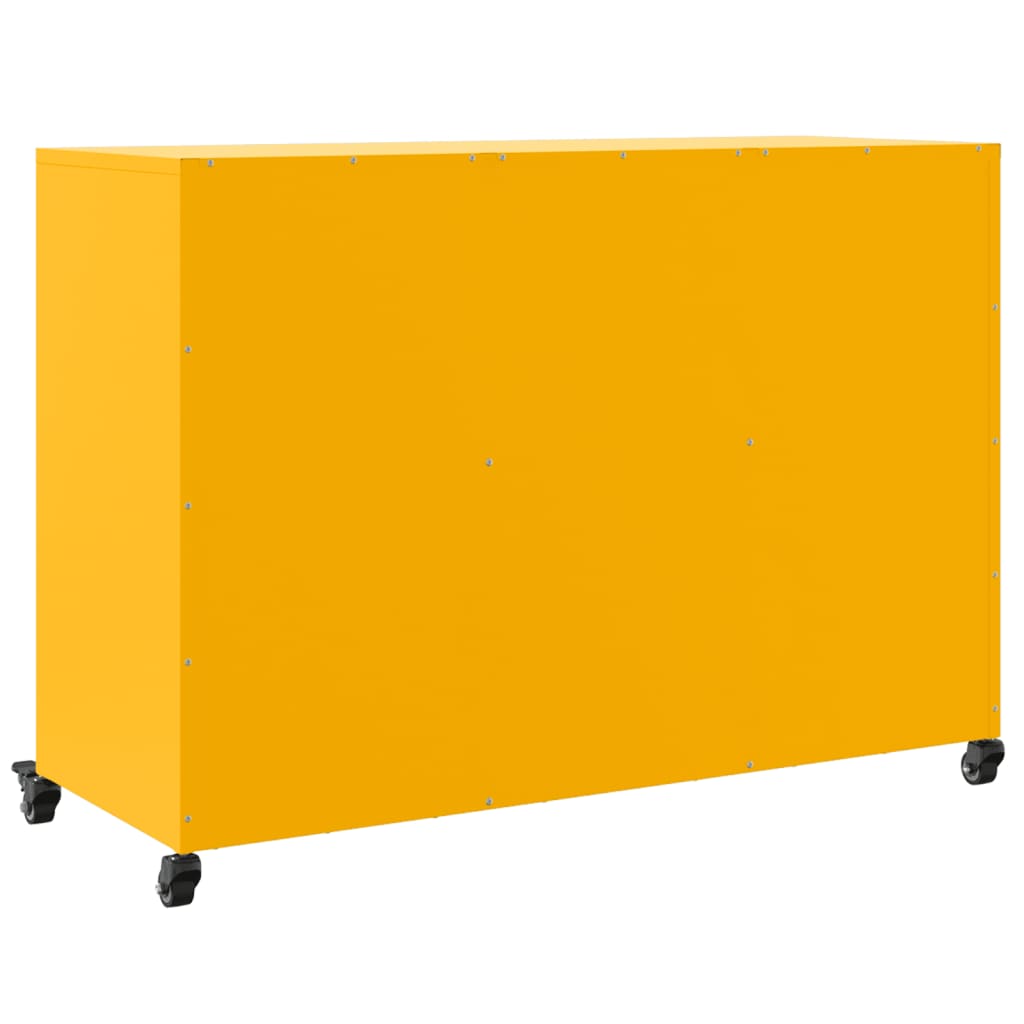 Skjenk sennepsgul 100,5x39x72 cm stål