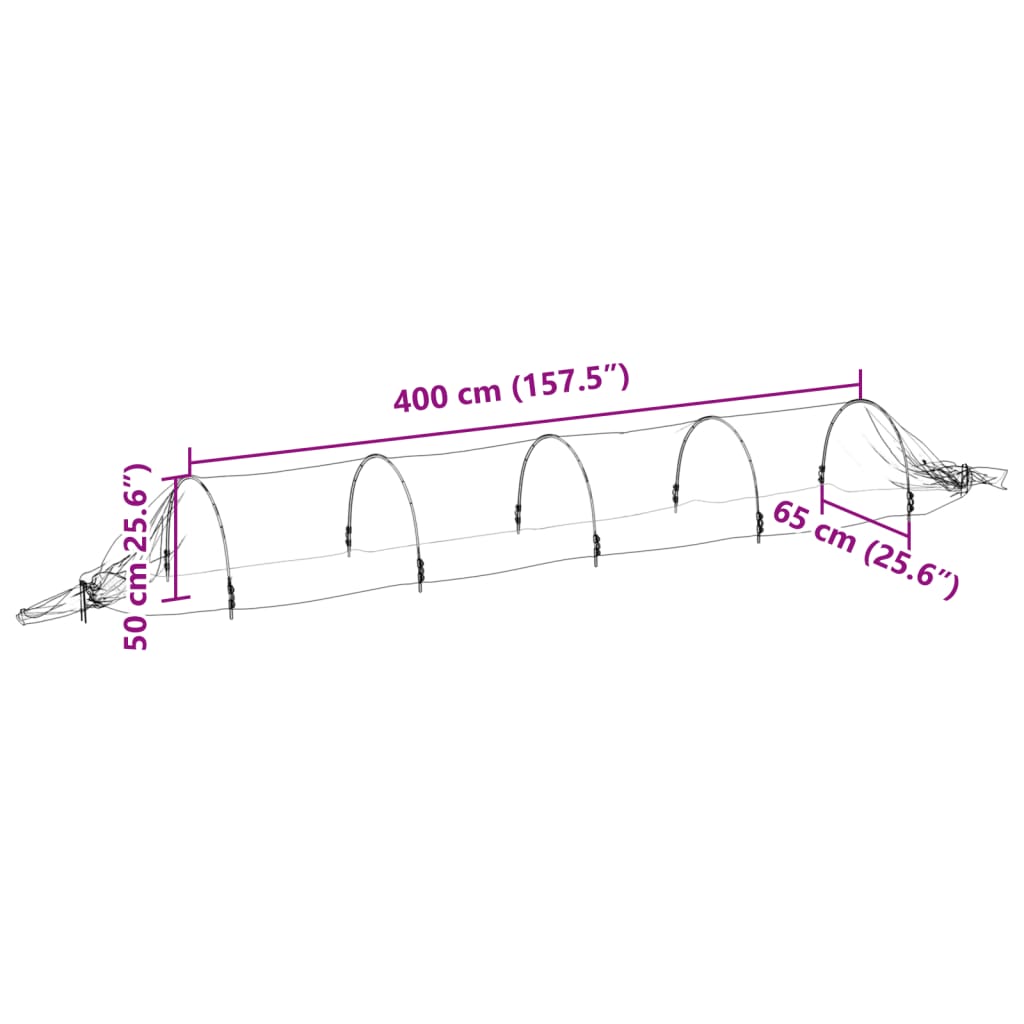 Nettingtunnel 1,5x5 m glassfiber og PP