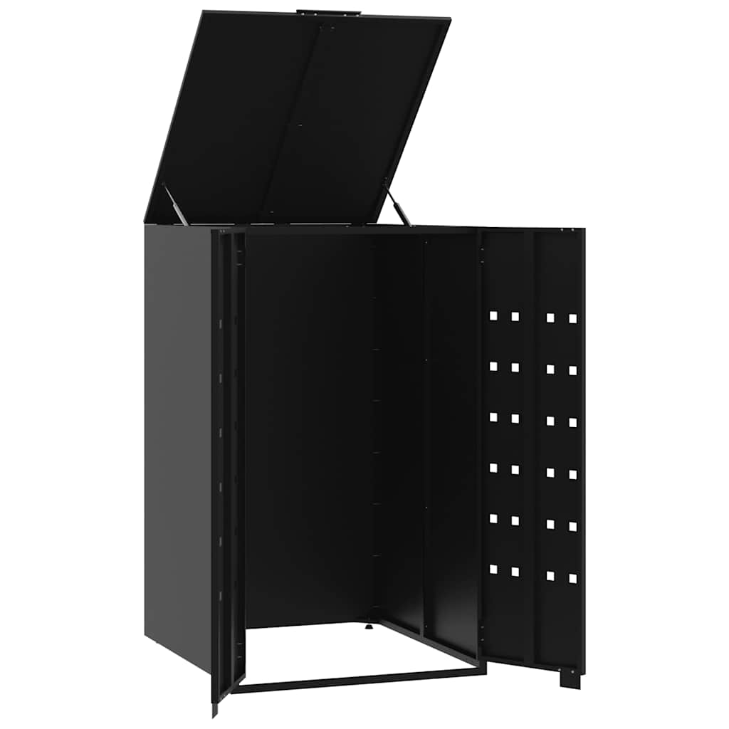 Søppeldunkskur for 2 dunker svart 138x79x117 cm stål
