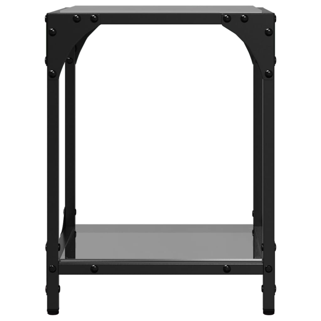 Salongbord med svart glassplate 2 stk 30x30x40 cm stål