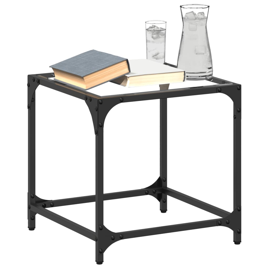 Sofabord med gjennomsiktig glassplate 40x40x40 cm stål