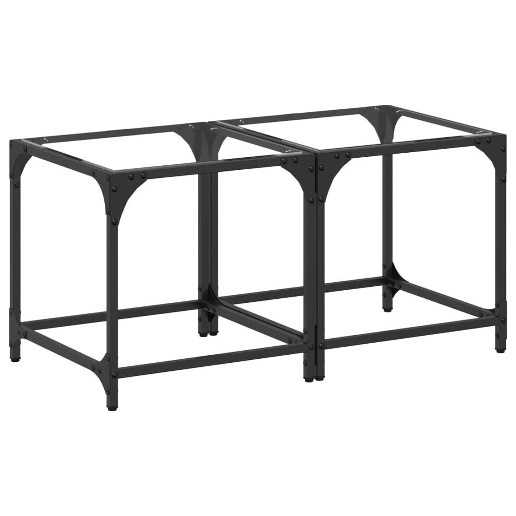 Sofabord med gjennomsiktig glassplate 2 stk 40x40x40 cm stål