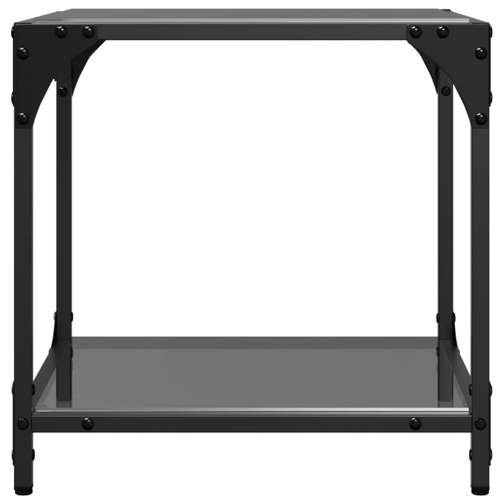 Salongbord med svart glassplate 2 stk 40x40x40 cm stål