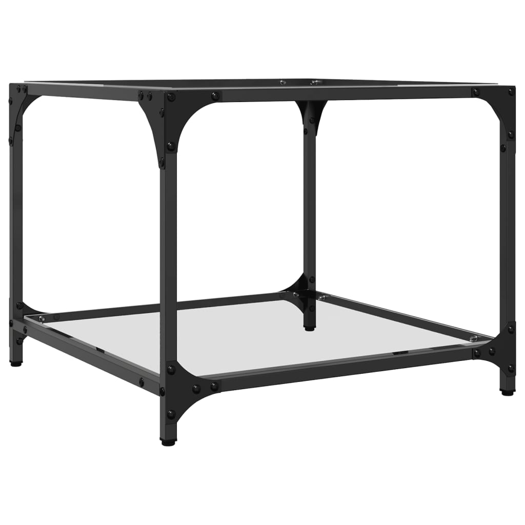Sofabord med gjennomsiktig glassplate 2 stk 50x50x40 cm stål