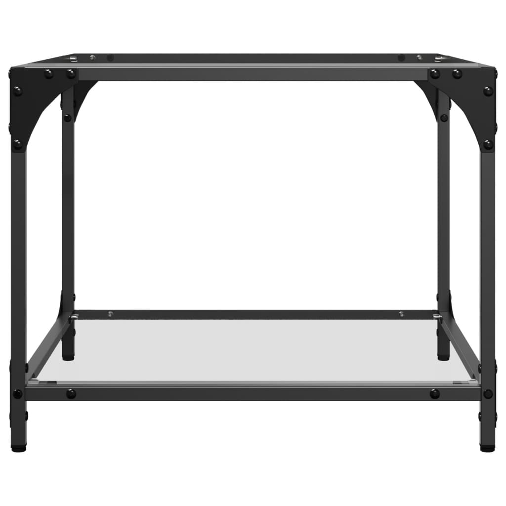Sofabord med gjennomsiktig glassplate 2 stk 50x50x40 cm stål