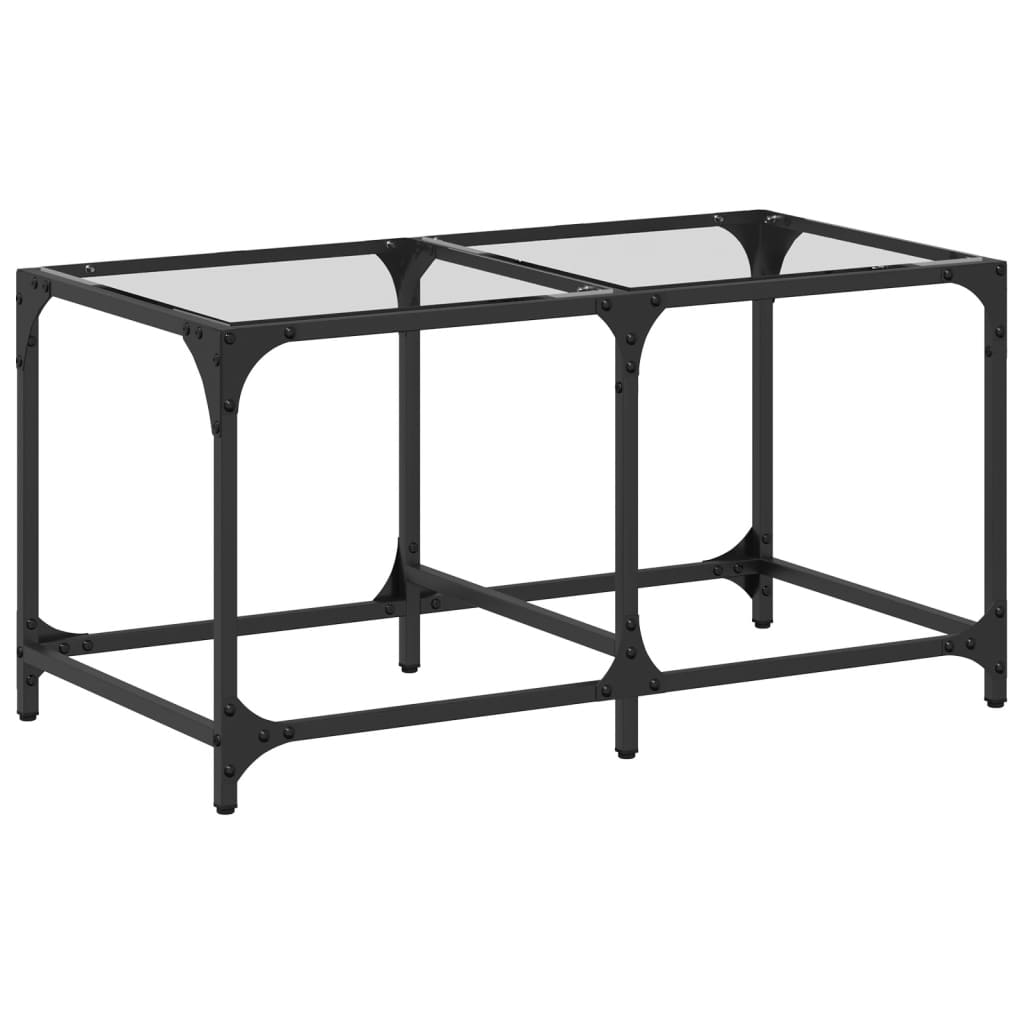 Sofabord med gjennomsiktig glassplate 78,5x40x40 cm stål