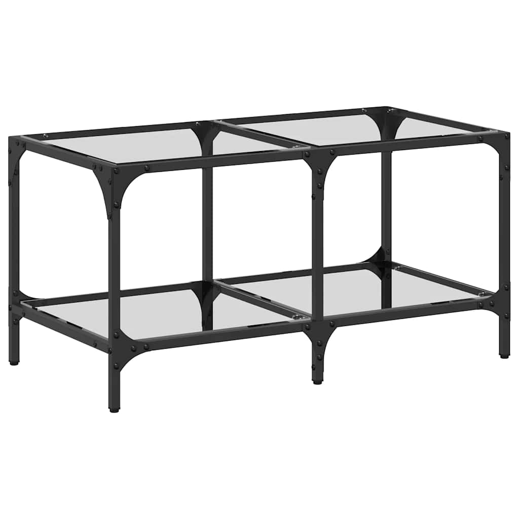 Sofabord med gjennomsiktig glassplate 78,5x40x40 cm stål