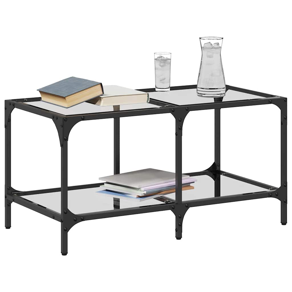 Sofabord med gjennomsiktig glassplate 78,5x40x40 cm stål