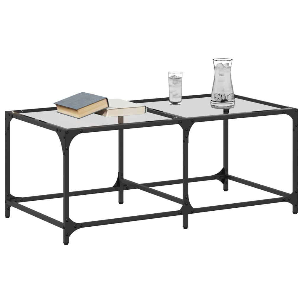Sofabord med gjennomsiktig glassplate 98,5x50x40 cm stål