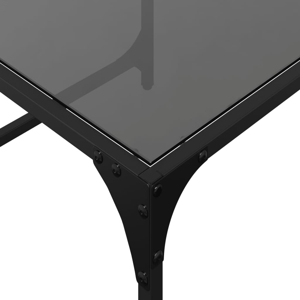 Stablebare salongbord 2 stk med svart glasstopp stål