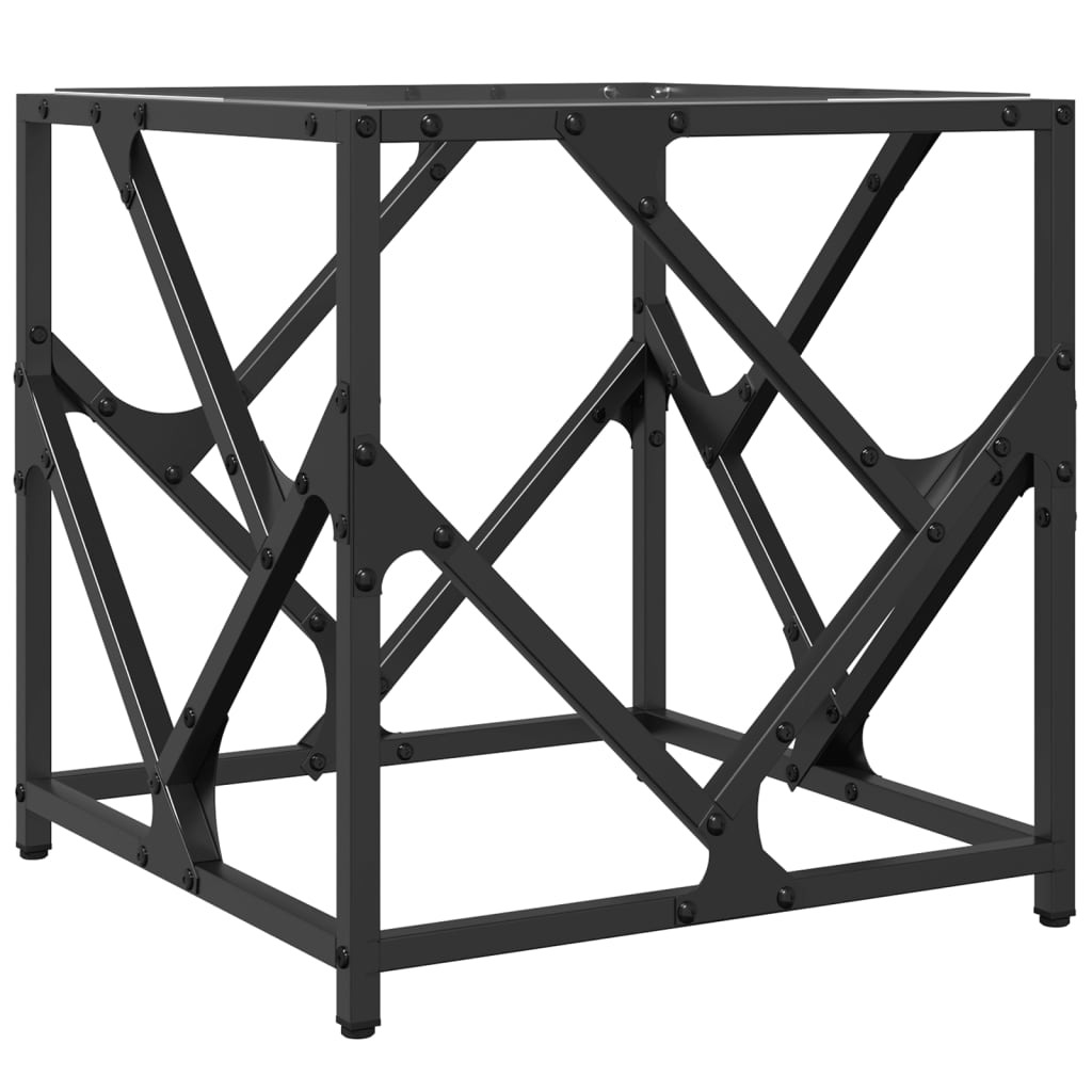 Sofabord med gjennomsiktig glassplate 40x40x41 cm stål