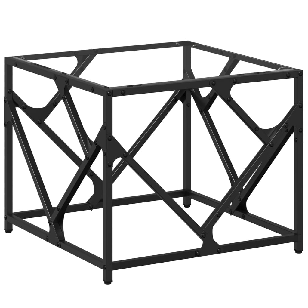 Sofabord med gjennomsiktig glassplate 50x50x41 cm stål