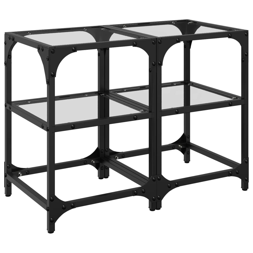 Sofabord med gjennomsiktig glassplate 2 stk 30x30x45 cm stål