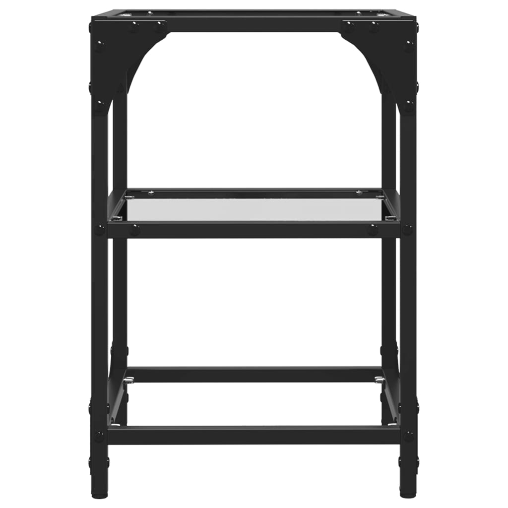 Sofabord med gjennomsiktig glassplate 2 stk 30x30x45 cm stål