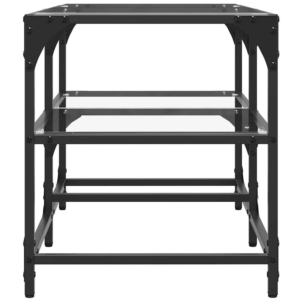 Sofabord med gjennomsiktig glassplate 78,5x40x45 cm stål