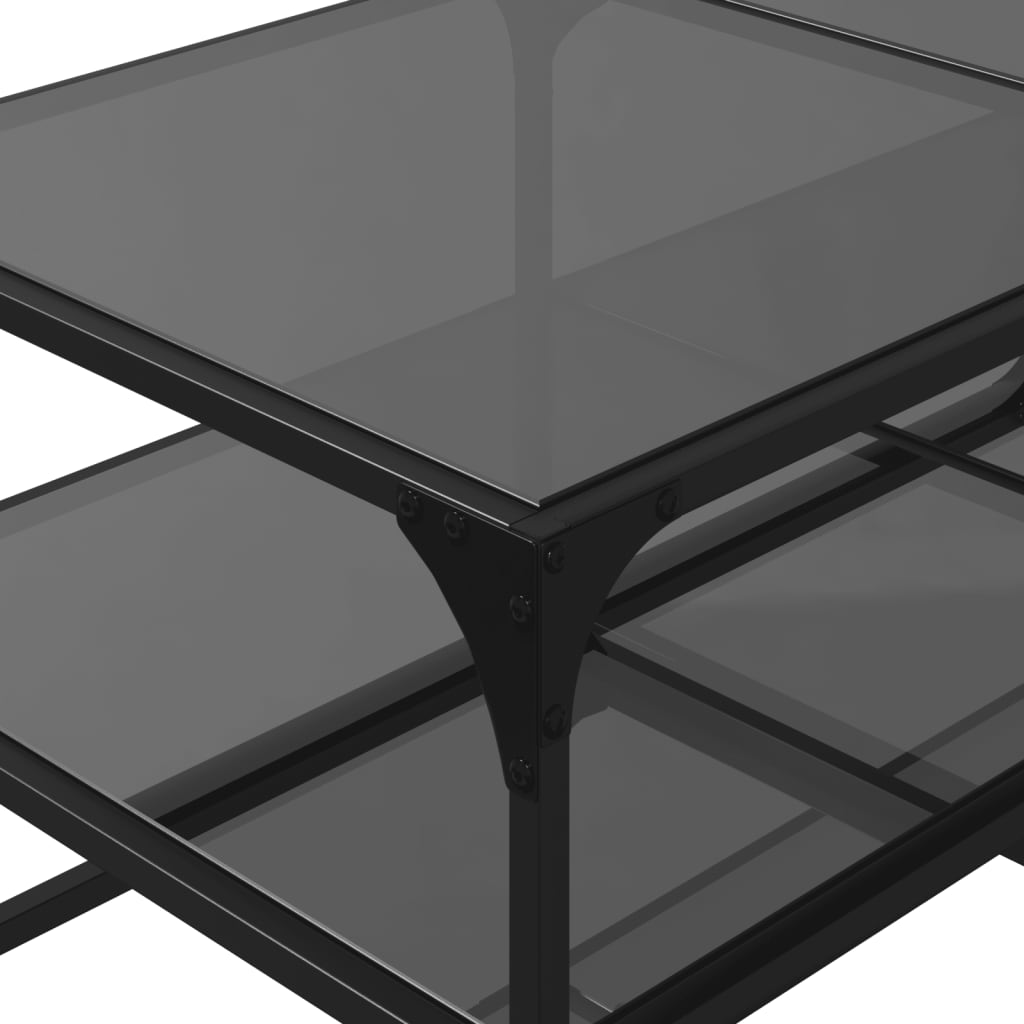 Salongbord med svart glassplate 98,5x50x45 cm stål