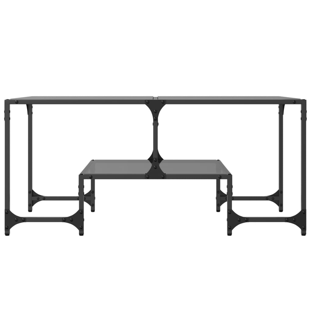 Salongbord med svart glassplate 98,5x50x45 cm stål