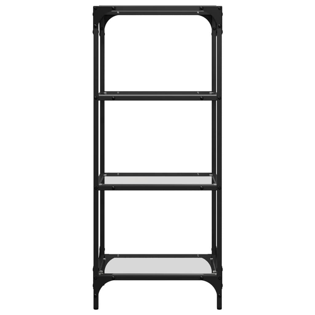 Hyller med gjennomsiktig glassplate 40x30x95 cm stål