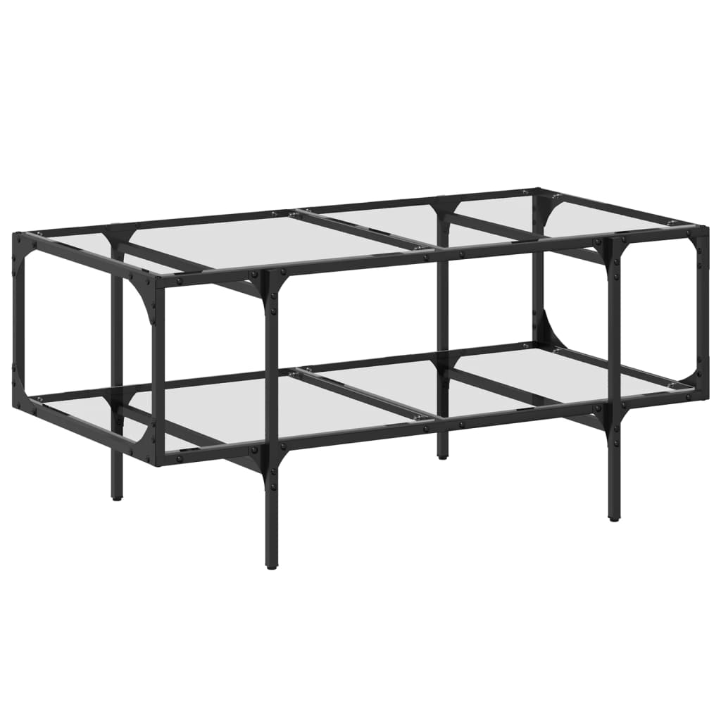 Sofabord med gjennomsiktig glassplate 98,5x50x45 cm stål