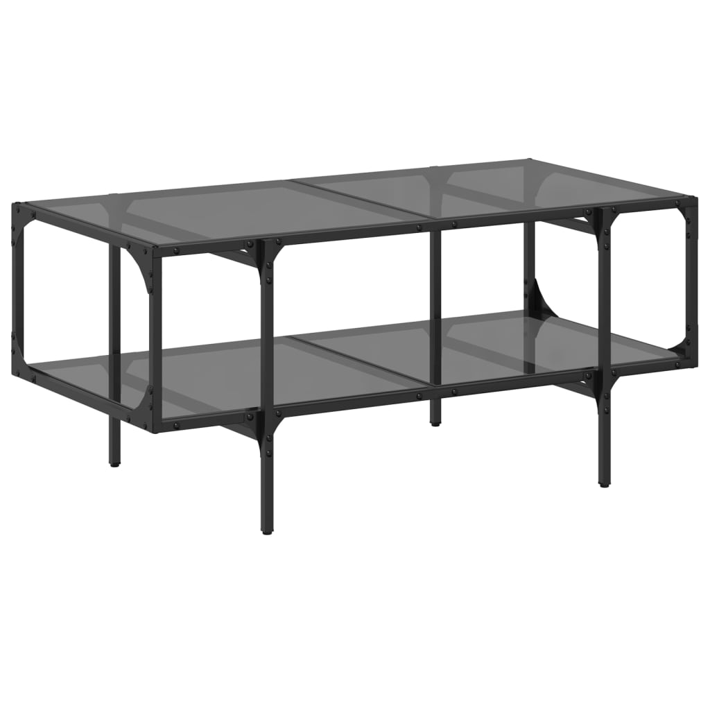 Salongbord med svart glassplate 98,5x50x45 cm stål