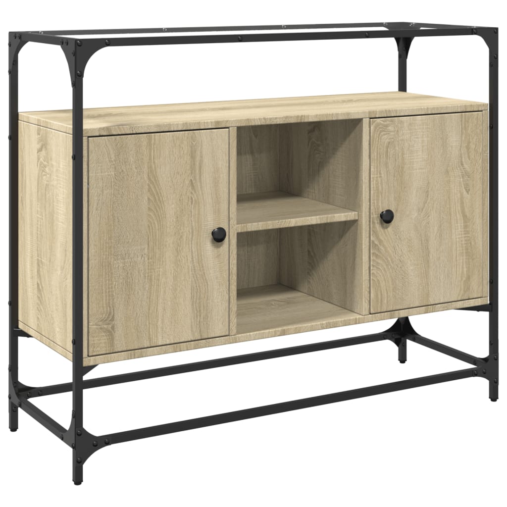 Skjenk med glasstopp sonoma eik 98x35x81 cm konstruert tre