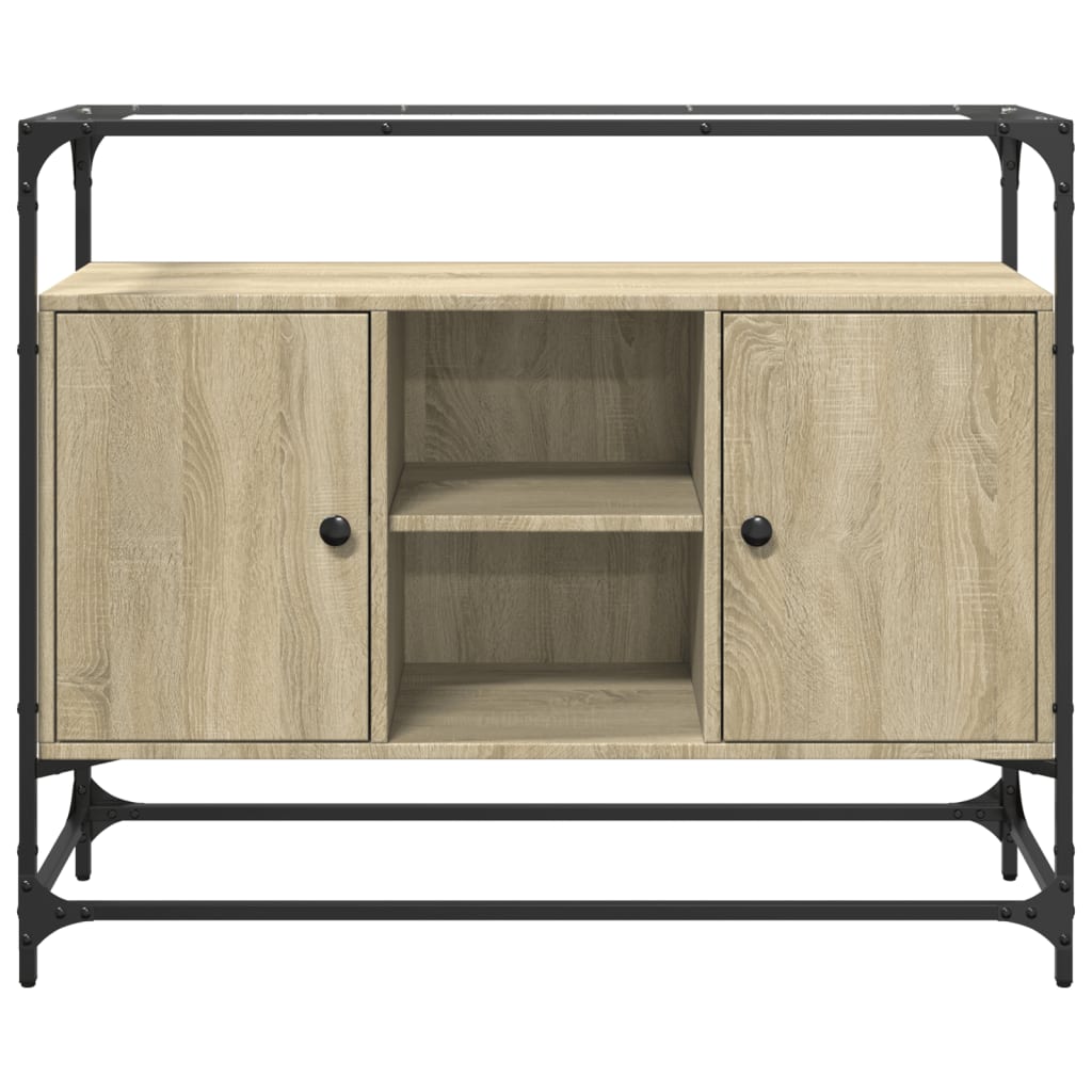 Skjenk med glasstopp sonoma eik 98x35x81 cm konstruert tre