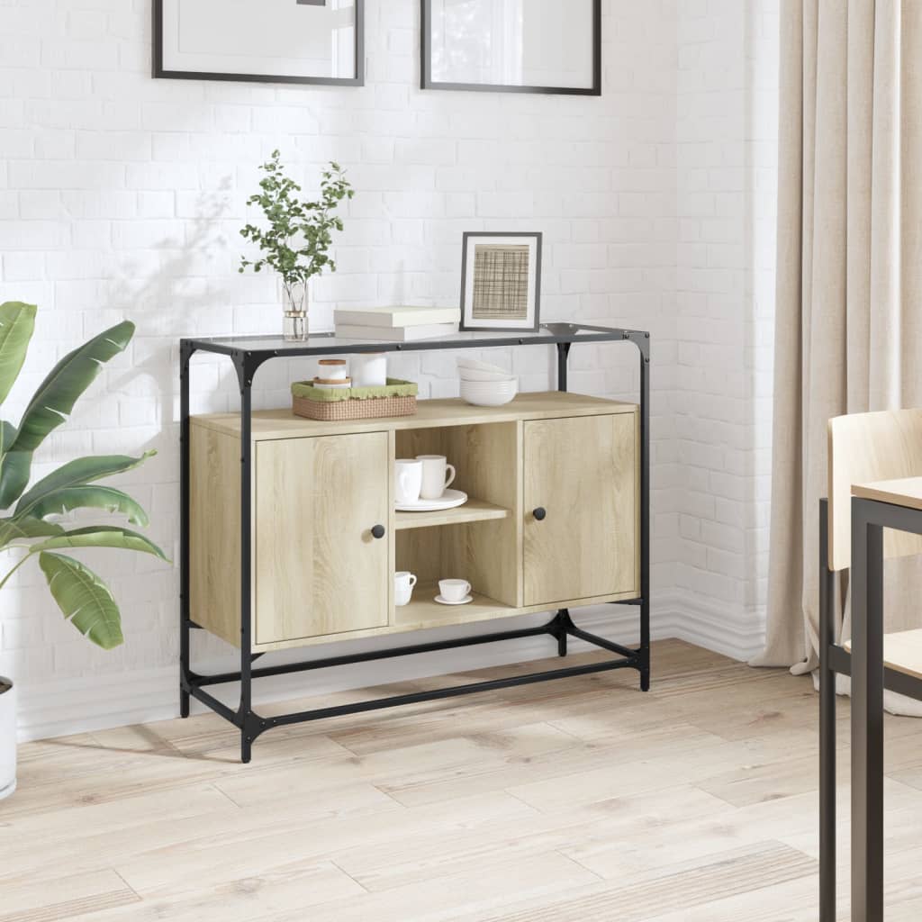 Skjenk med glasstopp sonoma eik 98x35x81 cm konstruert tre