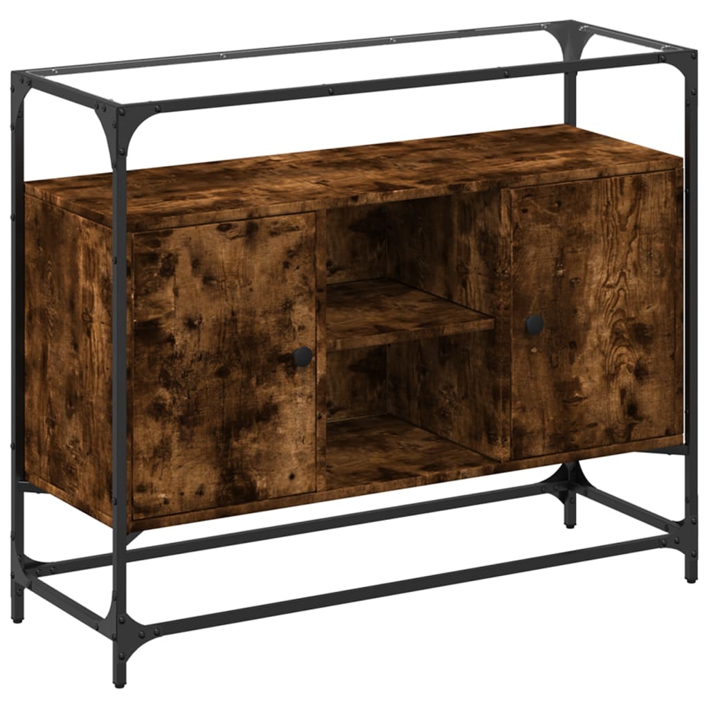 Skjenk med glasstopp røkt eik 98x35x81 cm konstruert tre