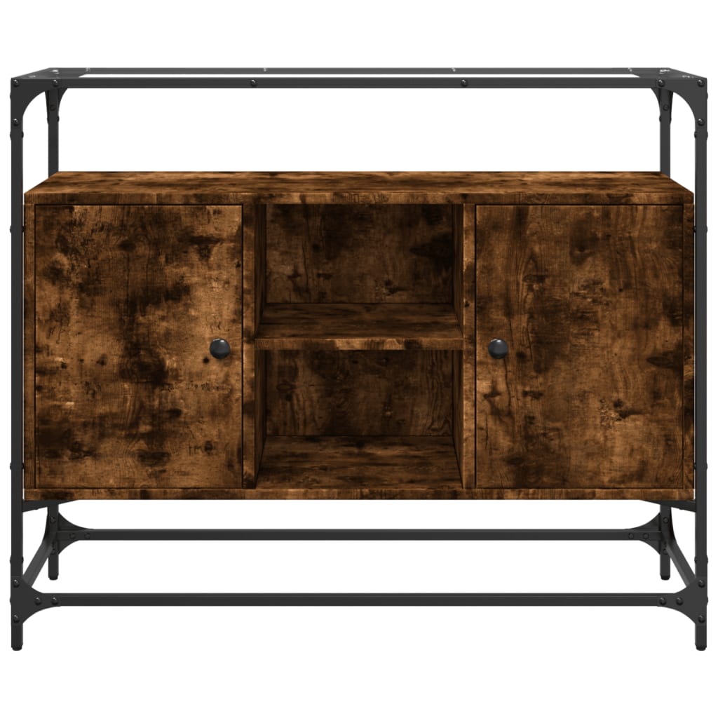 Skjenk med glasstopp røkt eik 98x35x81 cm konstruert tre