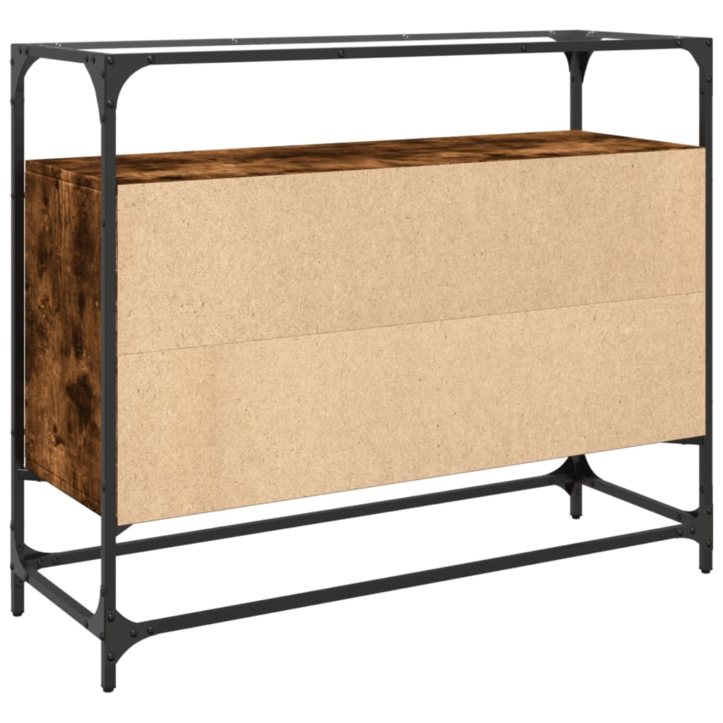 Skjenk med glasstopp røkt eik 98x35x81 cm konstruert tre