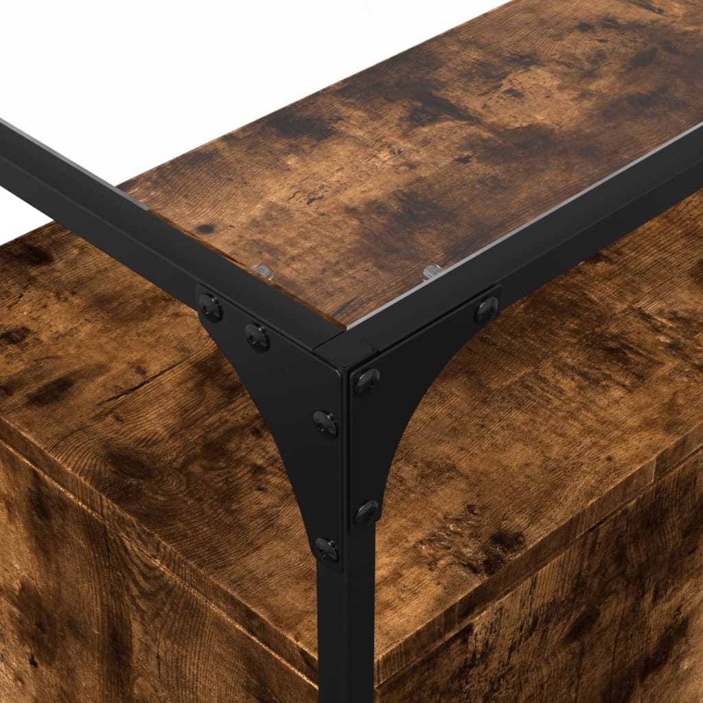 Skjenk med glasstopp røkt eik 98x35x81 cm konstruert tre