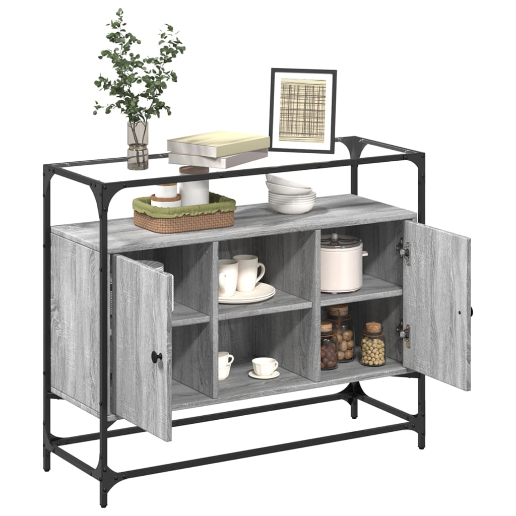 Skjenk med glasstopp grå sonoma 98x35x81 cm konstruert tre