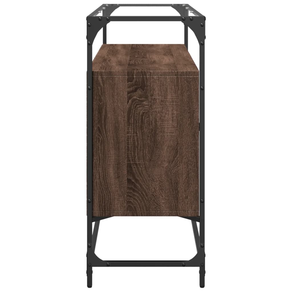 Skjenk med glasstopp brun eik 98x35x81 cm konstruert tre