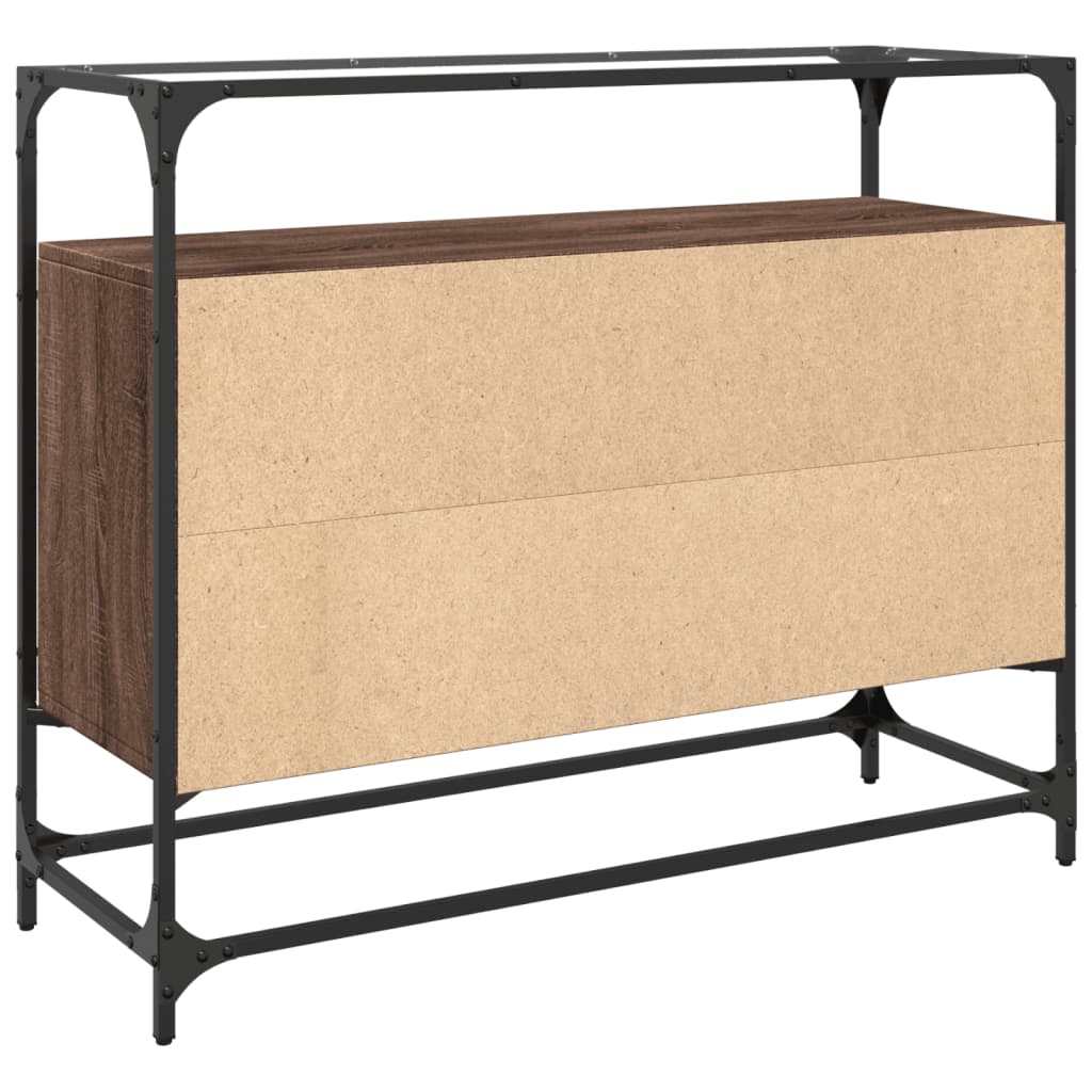 Skjenk med glasstopp brun eik 98x35x81 cm konstruert tre
