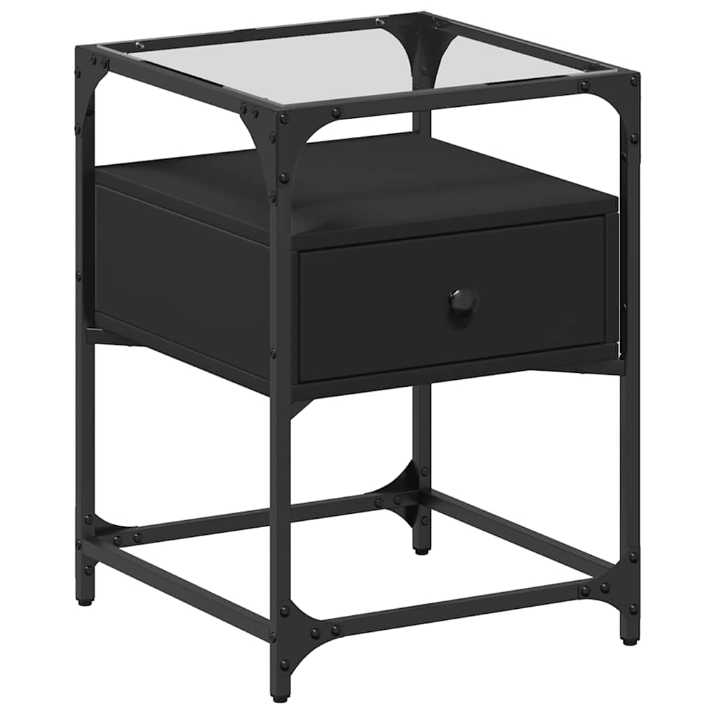 Nattbord 2 stk svart 40x40x55 cm konstruert tre