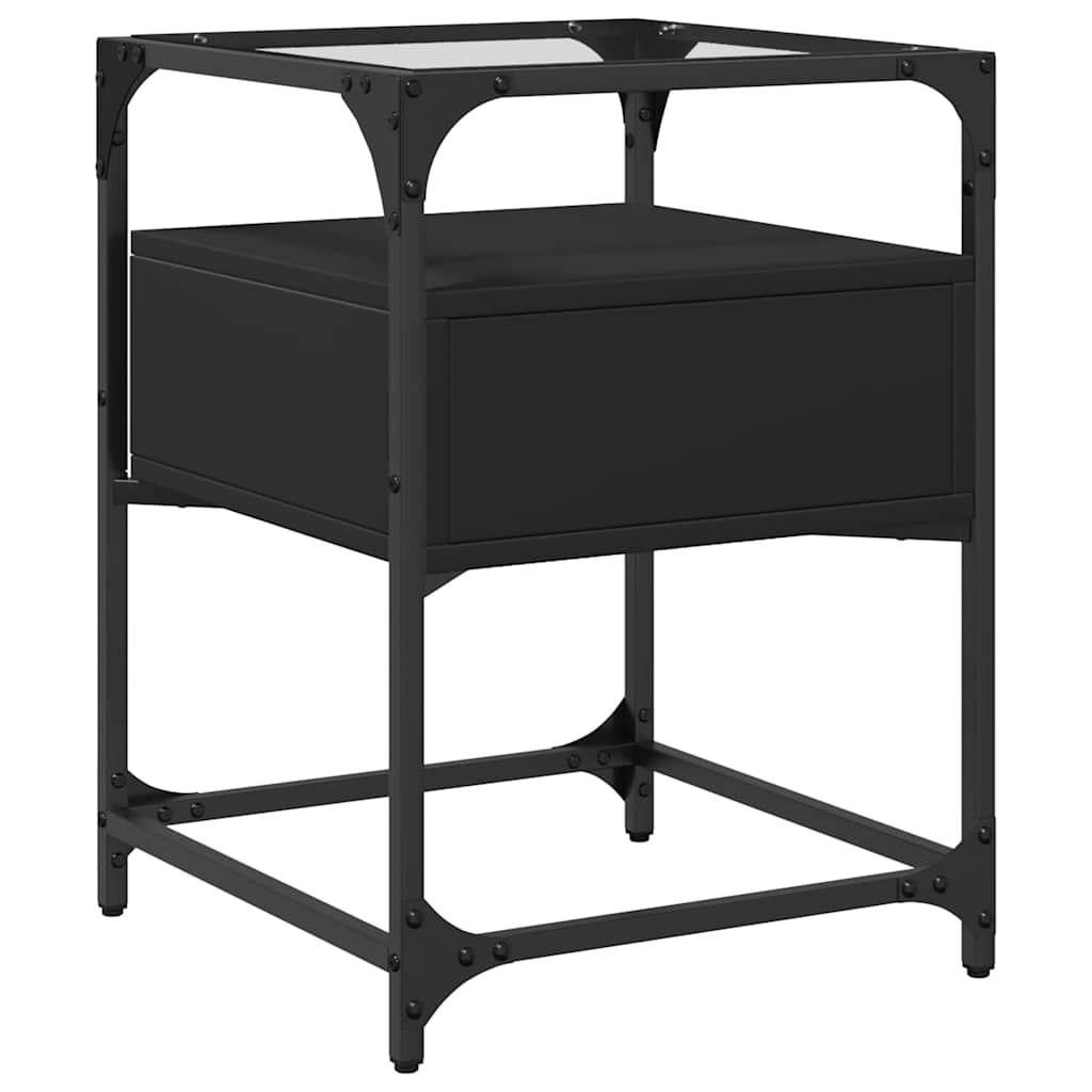 Nattbord 2 stk svart 40x40x55 cm konstruert tre