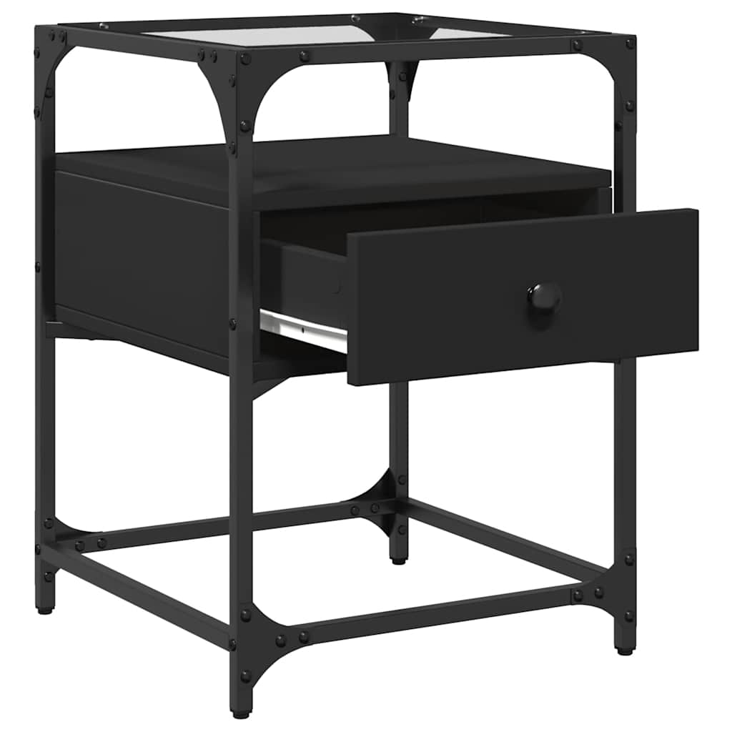 Nattbord 2 stk svart 40x40x55 cm konstruert tre