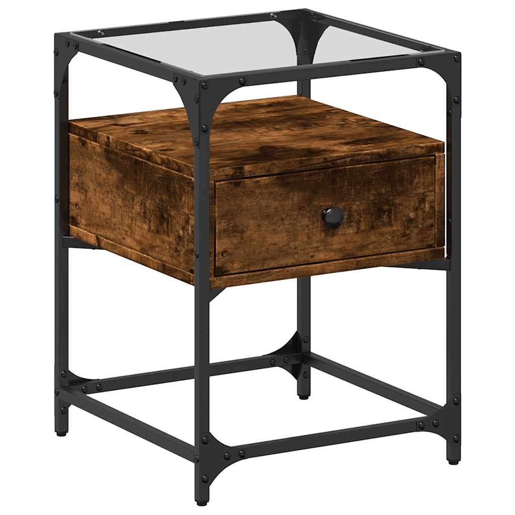 Nattbord røkt eik 40x40x55 cm konstruert tre